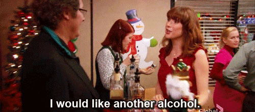 Erin from The Office asking for another alcohol.