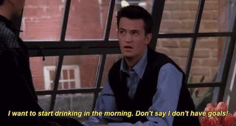 Gif of Chandler from friends talking about alcohol.