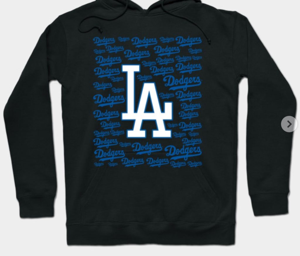 Los Angeles Dodgers sweatshirt.