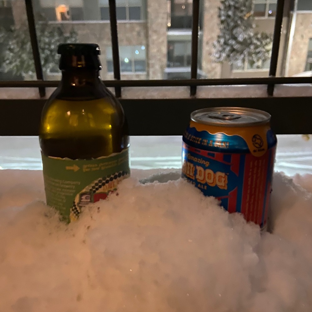 Chilling beer in snow.